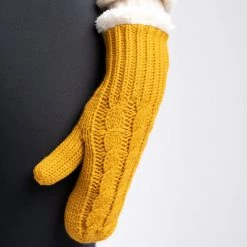 Just Cozy Yellow - Cozy Lined Mittens Knitted Mittens