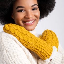 Just Cozy Yellow - Cozy Lined Mittens Knitted Mittens