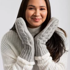Just Cozy Knitted Mittens Grey - Cozy Lined Mittens