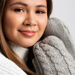 Just Cozy Knitted Mittens Grey - Cozy Lined Mittens