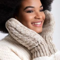 Just Cozy Beige - Cozy Lined Mittens Knitted Mittens