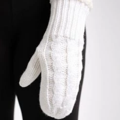 Just Cozy Knitted Mittens White - Cozy Lined Mittens