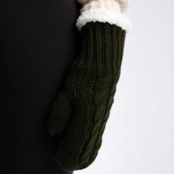 Just Cozy Knitted Mittens Green - Cozy Lined Mittens