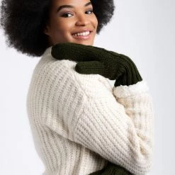 Just Cozy Knitted Mittens Green - Cozy Lined Mittens