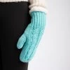 Just Cozy Knitted Mittens Cyan Blue - Cozy Lined Mittens