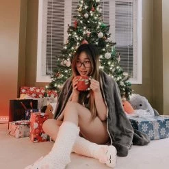 Just Cozy White & Pink - Cozy Slipper Socks