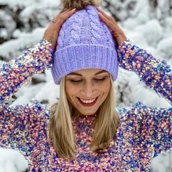 Just Cozy Knitted Hats Purple - Cozy Lined Hat 8 Just Cozy Knitted Hats Purple - Cozy Lined Hat