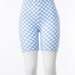 Just Cozy Blue Squares Shorts Biker Shorts