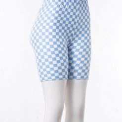 Just Cozy Blue Squares Shorts Biker Shorts 8 Just Cozy Blue Squares Shorts Biker Shorts