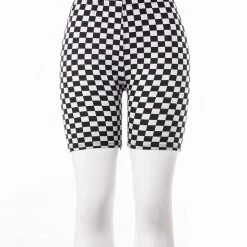 Just Cozy Grey Chess Shorts Biker Shorts