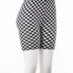 Just Cozy Grey Chess Shorts Biker Shorts