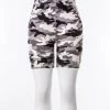 Just Cozy Light Grey Camo Shorts Biker Shorts