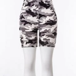 Just Cozy Light Grey Camo Shorts Biker Shorts