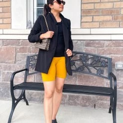 Just Cozy Mustard Shorts Biker Shorts