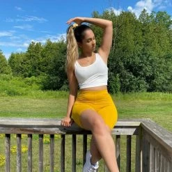 Just Cozy Mustard Shorts Biker Shorts