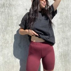 Just Cozy Maroon Shorts Biker Shorts