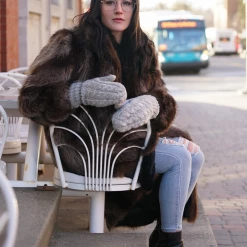 Just Cozy Knitted Mittens Grey - Cozy Lined Mittens