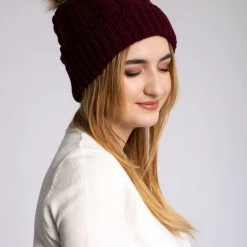 Just Cozy Knitted Hats Maroon - Cozy Lined Hat