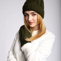 Just Cozy Knitted Mittens Green - Cozy Lined Mittens