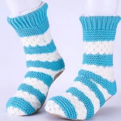 Just Cozy Sky Blue & White - Cozy Slipper Socks