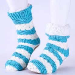 Just Cozy Sky Blue & White - Cozy Slipper Socks