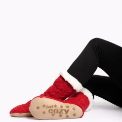 Just Cozy Red - Cozy Slipper Socks