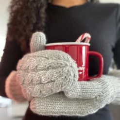 Just Cozy Knitted Mittens Grey - Cozy Lined Mittens
