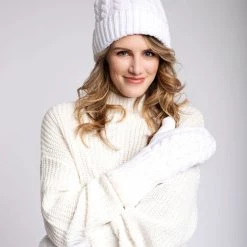 Just Cozy Knitted Mittens White - Cozy Lined Mittens