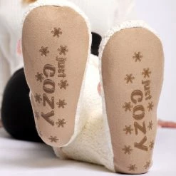 Just Cozy White & Pink - Cozy Slipper Socks