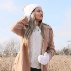 Just Cozy Knitted Mittens White - Cozy Lined Mittens