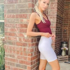 Just Cozy Biker Shorts White Shorts